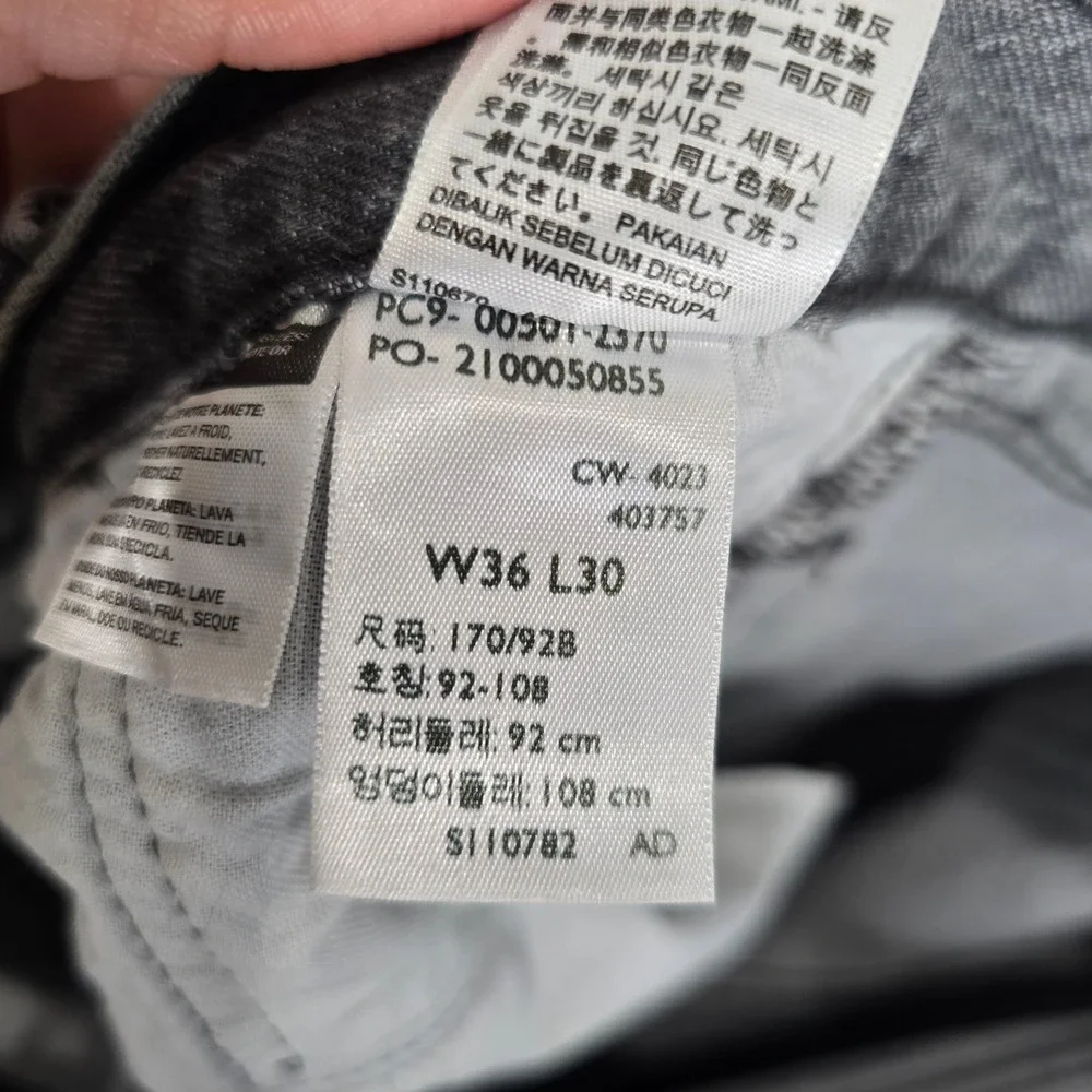 Levis 501 Original Fit Mens Grey Straight Leg Button Fly Jeans Sz W36 L30 36×30